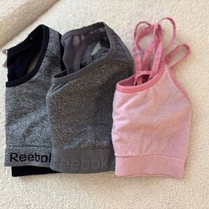 Reebok Trio Sports Bras - Pink, Gray, Black